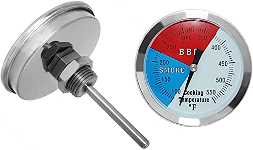 3 1/8 inch BBQ Thermometer Gauge 2 Pcs Charcoal Grill Pit Smoker Temp Gauge Grill Thermometer Replacement for Oklahoma Joe's Smokers, and Smoker Wood Charcoal Pit, Large Face Grill Thermometer