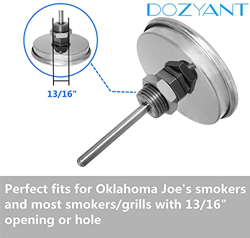 3 1/8 inch BBQ Thermometer Gauge 2 Pcs Charcoal Grill Pit Smoker Temp Gauge Grill Thermometer Replacement for Oklahoma Joe's Smokers, and Smoker Wood Charcoal Pit, Large Face Grill Thermometer