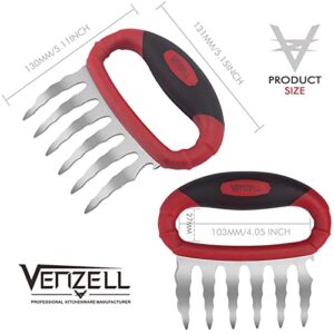 Meat Claws,VENZELL 3-in-1 Meat Shredder Claws with Bottle Opener and Cutter,Ultra Sharp Pork Claws with High-Grade Stainless Steel,for Shredding,Cutting,BBQ Smoker Slow Cooker Grilling Accessories