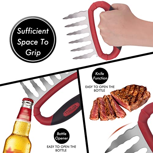 Meat Claws,VENZELL 3-in-1 Meat Shredder Claws with Bottle Opener and Cutter,Ultra Sharp Pork Claws with High-Grade Stainless Steel,for Shredding,Cutting,BBQ Smoker Slow Cooker Grilling Accessories