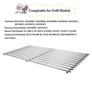 Hisencn Grill Replacement Parts for Charbroil 463436215, 463436214, 463436213, 463439915, 467300115, 463439914, 461372517, Grill Burner, Heat Plate, Crossover Tube with Cooking Grate