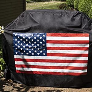 Riverbend Designs Heavy Duty BBQ Grill Cover, Large 58 Inch Waterproof Dust Cover Fits Most Grills, American Flag