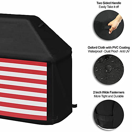 Riverbend Designs Heavy Duty BBQ Grill Cover, Large 58 Inch Waterproof Dust Cover Fits Most Grills, American Flag