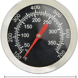 Grill Thermometer Temperature Gauge Heat Indicator Replacement for Charbroil, Chargriller, Jenn-Air, Perfect Flame, King Griller, Dyna-glo Gas Grills, 2 inch Stainless Steel BBQ Temp Gauge.