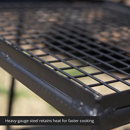 TITAN GREAT OUTDOORS Adjustable Swivel Grill, Steel Mesh Cooking Grate with Spike Pole, Open Fire BBQ Camping Gear