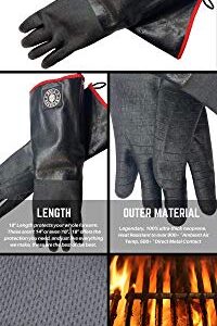 GRILL SERGEANT Grill Oven Gloves, 18”, M/L - 950℉, Smoker, Oil Resistant, Heat Resistant, Oven, BBQ, Grilling, Cooking Barbecue Gloves, Waterproof, Neoprene, Grab Hot Food Directly From Your Grill