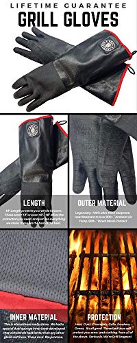 GRILL SERGEANT Grill Oven Gloves, 18”, M/L - 950℉, Smoker, Oil Resistant, Heat Resistant, Oven, BBQ, Grilling, Cooking Barbecue Gloves, Waterproof, Neoprene, Grab Hot Food Directly From Your Grill