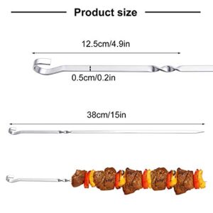 MojiDecor Grill Kabob Skewers, 10 Pcs 15 inch Barbecue Skewers, Flat Metal BBQ Kebab skewers for Veggies, Shrimp, Chicken and Pork