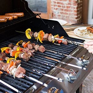 MojiDecor Grill Kabob Skewers, 10 Pcs 15 inch Barbecue Skewers, Flat Metal BBQ Kebab skewers for Veggies, Shrimp, Chicken and Pork
