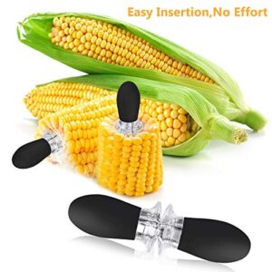 AUGSUN 10Pcs/5 Pairs Corn Holders, Stainless Steel Corn on The Cob BBQ Fork Skewers for Home Cooking Parties Camping(Black)