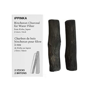 binchotan charcoal - water purifying sticks for great-tasting water from kishu, japan - each stick filters up to 2 liters of water - 2 sticks