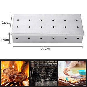 N/O Stainless Steel Wood Chip Box, Fengchen BBQ Grill Smoker Box Hinged Lid for Wood Chips BBQ Smoky Flavor Food on Gas Grill, Charcoal Grills | Warp Free Grilling Accessory