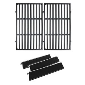 utheer 7637 cast iron cooking grid grate 17.5 x 10.2 inch,7635 flavor bars 15.3 inch for weber 46010074 spirit 200 e210 s210 series gas grills, grill replacement parts for weber 7637 gas grills with