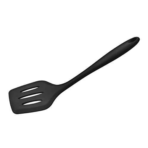 1 Pack Silicone Slotted Fish Spatula, 11.8" Heat Resistant Silicon Fish Turner, Dishwasher Safe, Black