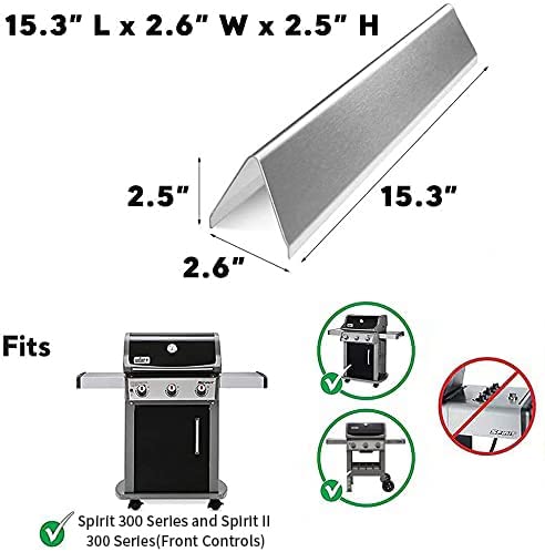 QuliMetal 7636 Stainless Steel Flavorizer Bars and 7639 Cooking Grates Grill Parts for Weber Spirit 300 Series Grills with Front Controls