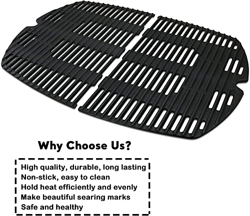 Uniflasy 7646 Cooking Grates for Weber Q300 Q320 Q3000 Q3200 Series Gas Grills Grill Parts Cast Iron Grill Grates Replacement for Weber Q300 2 Pack