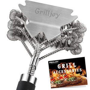 grilljoy 18inch grill cleaning brush bristle free - ideal bbq grill accessories gift for christmas - safe bbq cleaning grill brush with extra wide scraper - bbq brush for gas/charcoal/porcelain grill