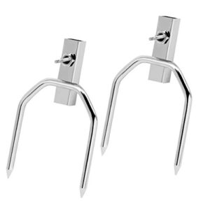 onlyfire 6104 chromed heavy duty bbq rotisserie meat fork (1 pair), only fits 5/16" square rotisserie spit rods