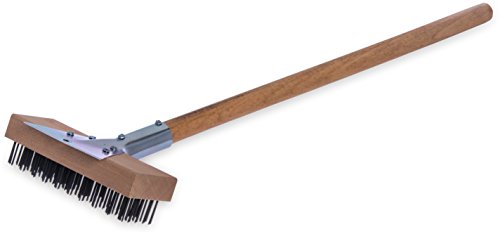 Carlisle FoodService Products Wood Oven Grill Brush & Scraper with Handle, 30 Inches, Natural