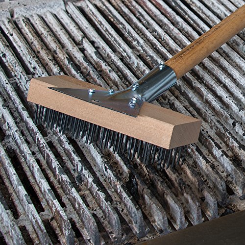 Carlisle FoodService Products Wood Oven Grill Brush & Scraper with Handle, 30 Inches, Natural