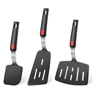 hotec flexible silicone spatula, turner, 600f heat resistant, ideal for flipping eggs, burgers, pancakes, crepes and more (3 pack)