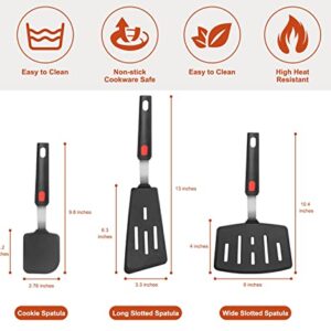 Hotec Flexible Silicone Spatula, Turner, 600F Heat Resistant, Ideal for Flipping Eggs, Burgers, Pancakes, Crepes and More (3 Pack)