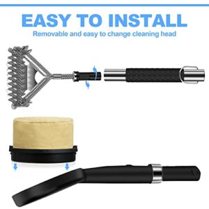 Grill Brush Cleaning kit for Outdoor Grill Cleaning 6 Pieces Replaceable Cleaning Heads, Cloth Steam Head Brass Bristle Scraper Bristle Free and Nylon Bristle 18 inches Grill Brush Grate Cleaner