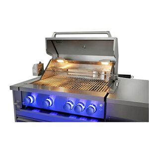 Thor Kitchen 32 Inch 4-Burner Built-in Natural Gas Grills with Rear Infrared Burner, Rotisserie Kit, Interior Thermometer & Grill Lights, Stainless Steel, MK04SS304 (with Natural Gas Kit)