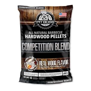 pit boss 55435 40 pound package bbq wood pellets for outdoor pellet grill, competition blend for pork, poultry, vegetables, and beef