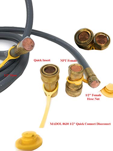 1/2" QDD LP Gas QUICK CONNECT/DISCONNECT CONNECTOR [8630] SOLID BRASS 1/2 PSIG Pressure 100 000 BTU Hour Capacity Input 1/2 Insert