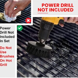 Power Grill Brush 5 Piece BBQ Cleaning Kit - Safe Bristle & Wire Free - Nylon Grill Brush - Safe for All Grates/Stainless Steel - Ceramic Porcelain - Iron Charcoal/Gas Scraper -Tool/Accessories