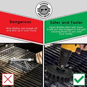 Power Grill Brush 5 Piece BBQ Cleaning Kit - Safe Bristle & Wire Free - Nylon Grill Brush - Safe for All Grates/Stainless Steel - Ceramic Porcelain - Iron Charcoal/Gas Scraper -Tool/Accessories