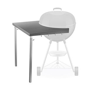 ete etmate weber kettle table, weber grill side table with multiple hooks stainless steel foldable grill workbench fits all weber 18" charcoal kettle grills