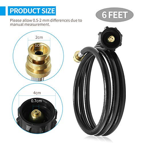 6FT Propane Adapter Hose 1lb to 20lb for Weber Q1200 Q1000 Gas Grill, for QCC1/Type1 Tank Connect to 1 lb Bulk Portable Appliances to 20 lb Propane Tank