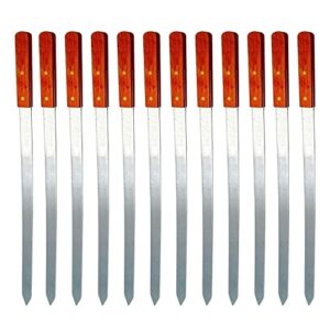 unique imports professional large 23-inch stainless steel brazilian barbeque style bbq skewers (set of 12, 1 inch wide skewers)
