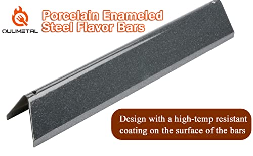 QuliMetal 17.5" Porcelain Steel Flavor Bars and Heat Deflector for Weber Genesis 300 E310 E320 E330 S310 S330 (with Front Control Knobs), Replaces Weber 7620 7621 65505 7622