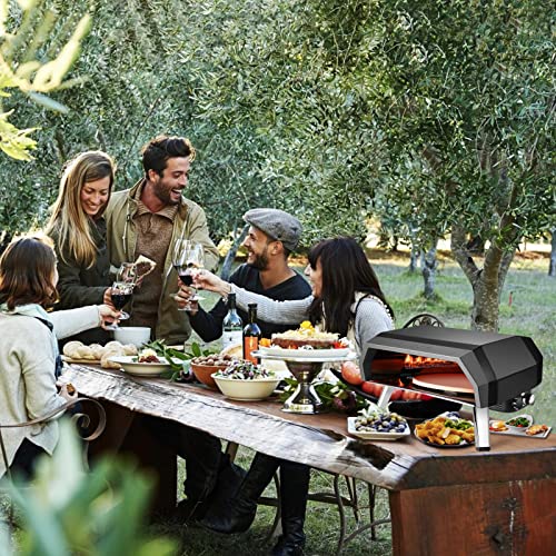 CCCDF 16 Pizza Oven Outdoor - Gas Pizza Oven Rotating - Portable Pizza Ovens for Outside Kitchen - Pizza Maker Oven Backyard Stone Brick Grill with Peel,Cutter,Clip,Thermometer and Carry Cover