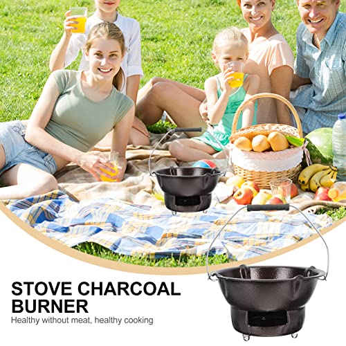 Happyyami Portable Charcoal Grill Cast Iron: Tabletop Charcoal BBQ Portable Grill Stove Barbecue Burner 1 Set Coffee
