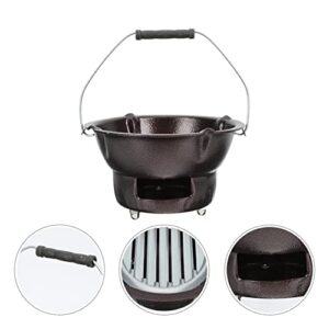 Happyyami Portable Charcoal Grill Cast Iron: Tabletop Charcoal BBQ Portable Grill Stove Barbecue Burner 1 Set Coffee