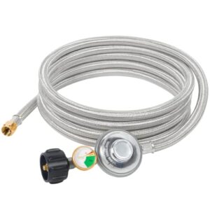 gaspro 12ft propane regulator and hose with gauge, competible with propane fire pit, propane patio heater, gas grill and more, qcc-1 connection
