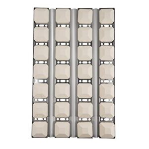 mixrbbq stainless steel heat plate flame tamer with 28 ceramic briquettes compatible with dynasty dbq30f and jennair jlg7130ads gas grills