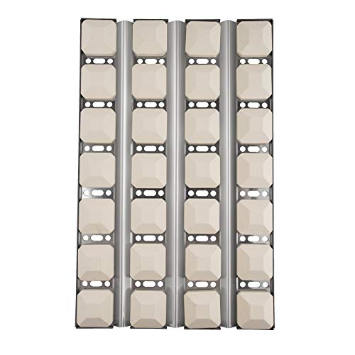 MixRBBQ Stainless Steel Heat Plate Flame Tamer with 28 Ceramic Briquettes Compatible with Dynasty DBQ30F and JennAir JLG7130ADS Gas Grills