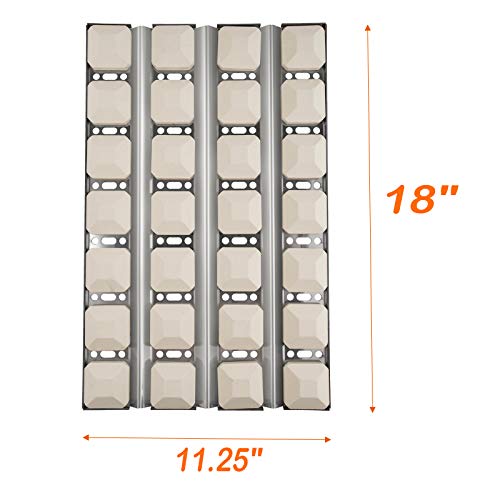 MixRBBQ Stainless Steel Heat Plate Flame Tamer with 28 Ceramic Briquettes Compatible with Dynasty DBQ30F and JennAir JLG7130ADS Gas Grills