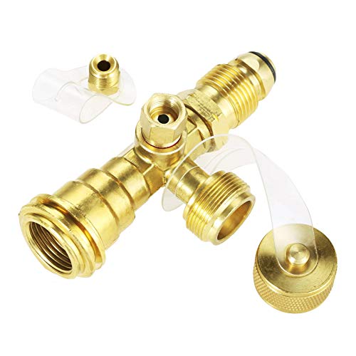 Aupoko 4 Port Propane Tee Adapter, Propane Cylinder Brass Tee Adapter Fitting for Motorhomes Tank RV Camping