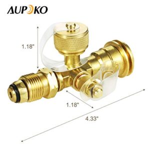 Aupoko 4 Port Propane Tee Adapter, Propane Cylinder Brass Tee Adapter Fitting for Motorhomes Tank RV Camping