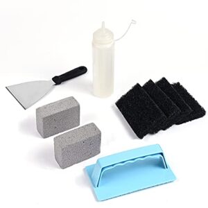 heavy duty flat top griddle cleaning kit 9 piece, grill cleaning kit griddle accessories cleaner tools