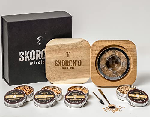 Large Premium Cocktail Smoker Kit with Wood Chips & Craft Drink Recipes - Whiskey Smoker Kit - Fits Any Glass - Old Fashioned Cocktail Kit - Father's Day Gift, Batch Bourbon Smoker Kit