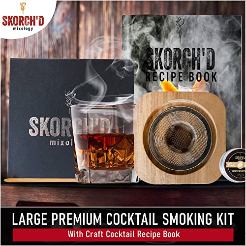 Large Premium Cocktail Smoker Kit with Wood Chips & Craft Drink Recipes - Whiskey Smoker Kit - Fits Any Glass - Old Fashioned Cocktail Kit - Father's Day Gift, Batch Bourbon Smoker Kit