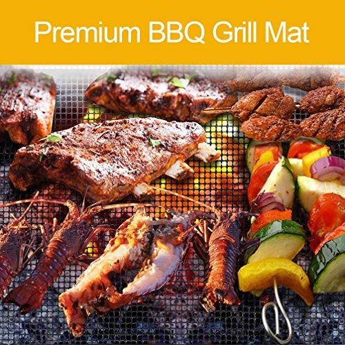 Grill Mesh Mat- Non-Stick Cooking Mats for Grilled Vegetables/Fish/Fajitas/Shrimp, Grilling Sheet Liner, Reusable Grill Accessories - Use on Gas, Charcoal, Electric Barbecue (set of 3, black)