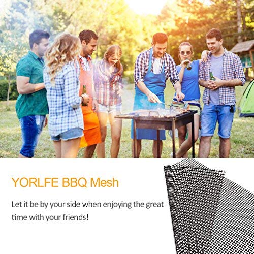 Grill Mesh Mat- Non-Stick Cooking Mats for Grilled Vegetables/Fish/Fajitas/Shrimp, Grilling Sheet Liner, Reusable Grill Accessories - Use on Gas, Charcoal, Electric Barbecue (set of 3, black)